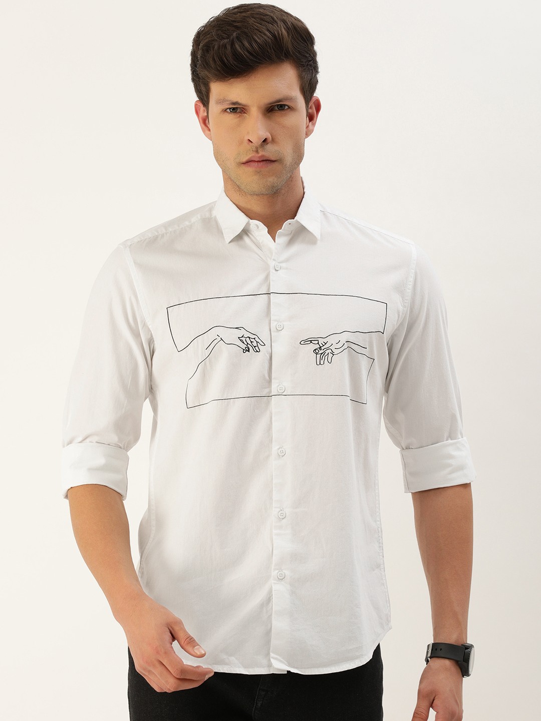 

Bene Kleed Men Slim Fit Printed Casual Shirt, White