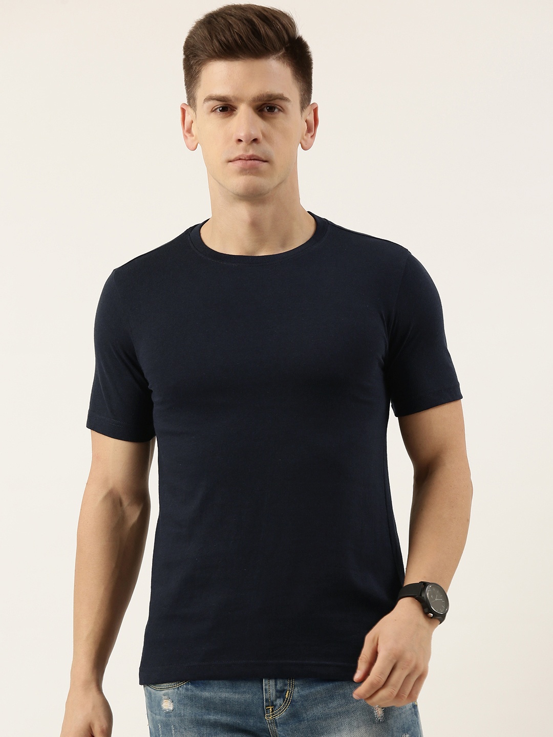 

Bene Kleed Men Solid Regular Fit T-shirt, Navy blue