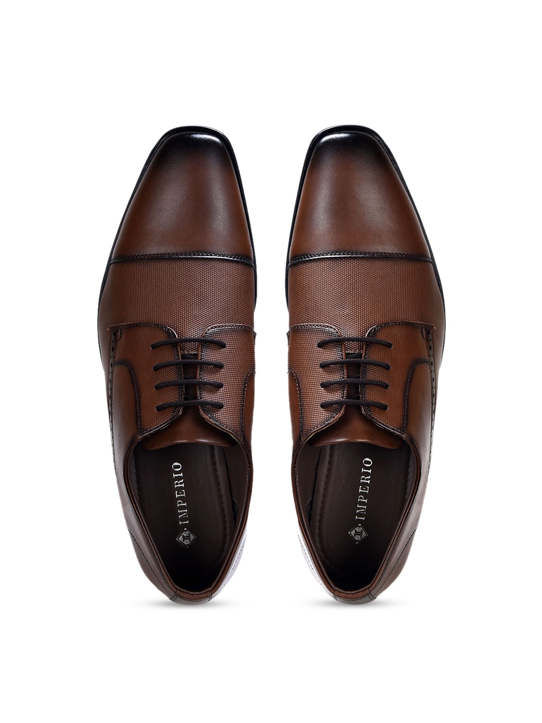 

Ajanta Men Textured Formal Shoes, Tan