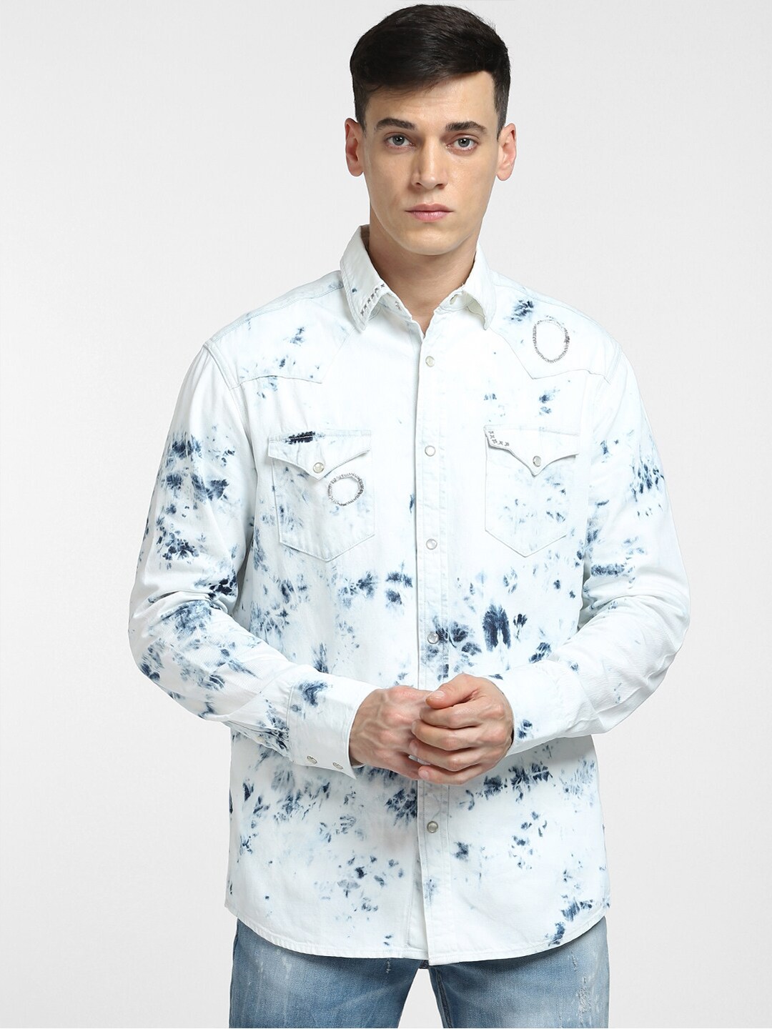 

Jack & Jones Men Printed Casual Cotton Shirt, White