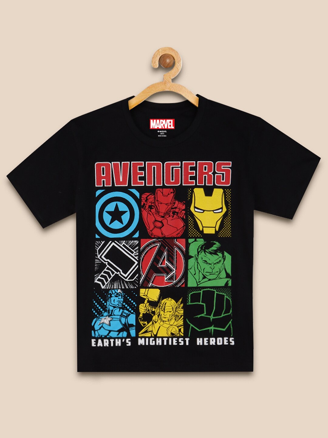 

Kids Ville Boys Avengers Printed Pure Cotton T-shirt, Black