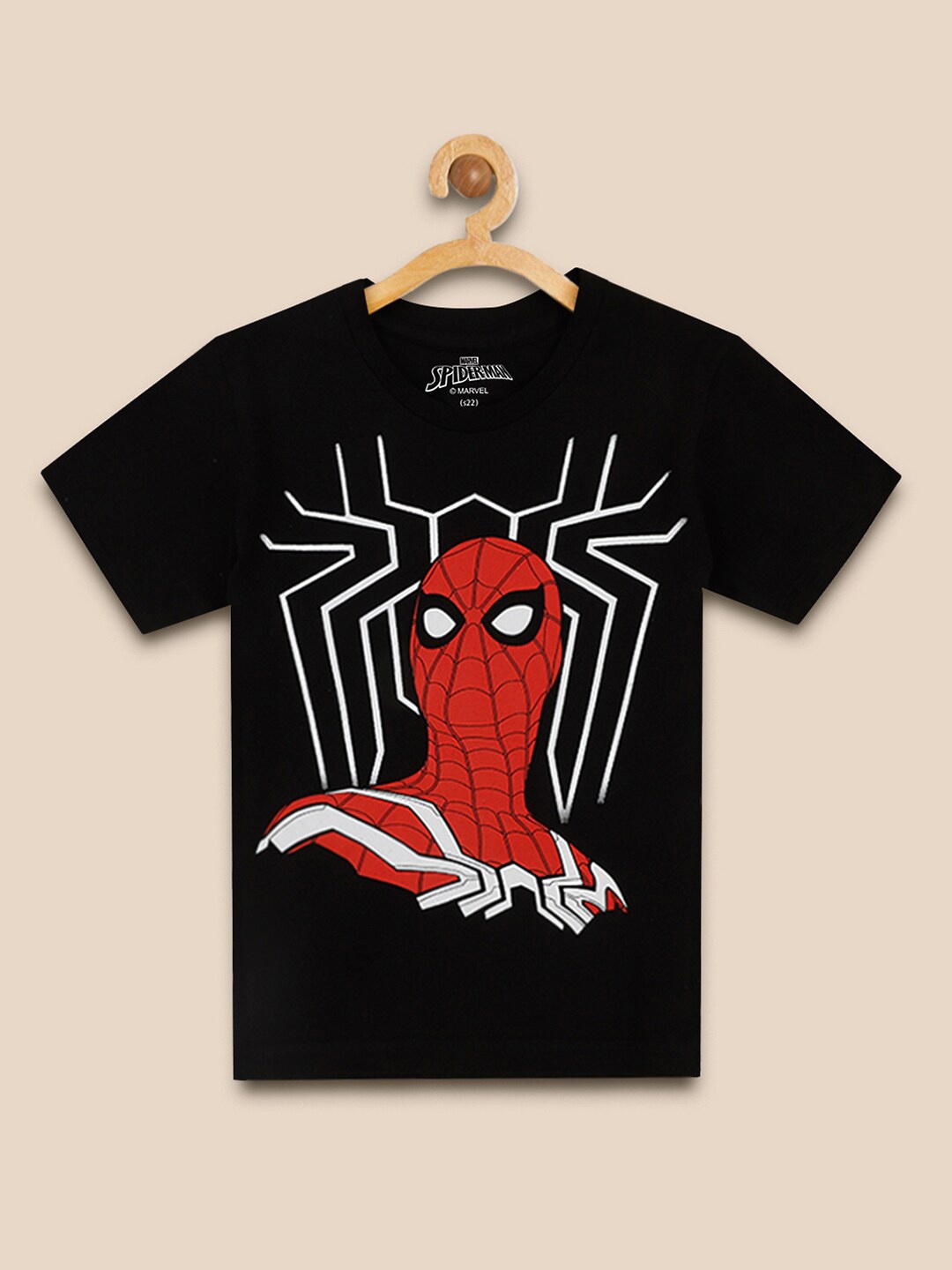 

Kids Ville Boys Spiderman Printed Cotton T-Shirt, Black