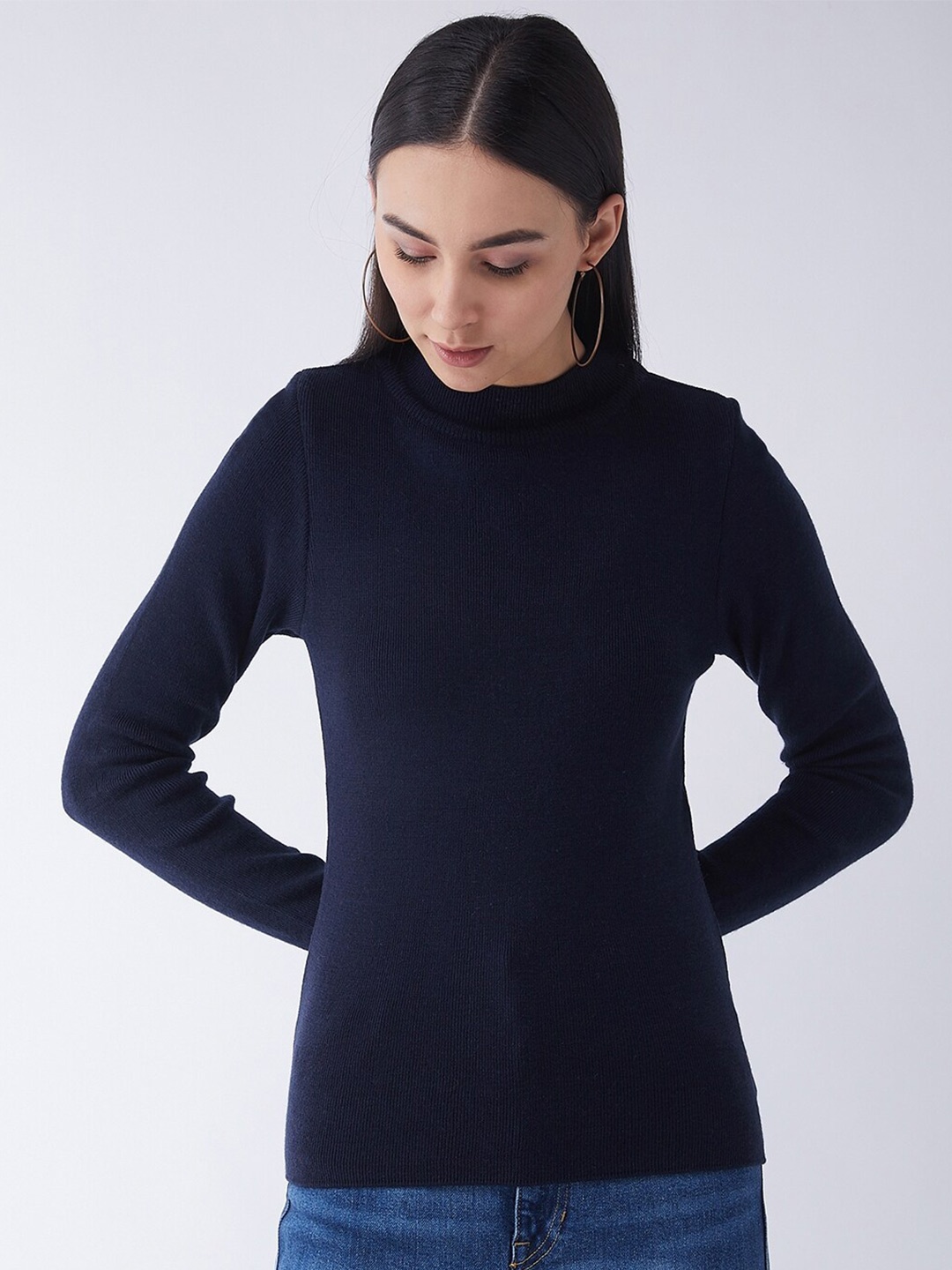 

RVK Women Navy Blue Pullover
