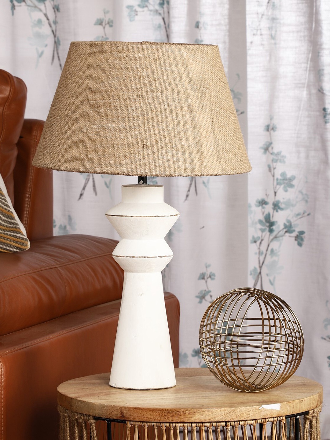 

The Decor Mart Solid Wooden Table Lamps, White
