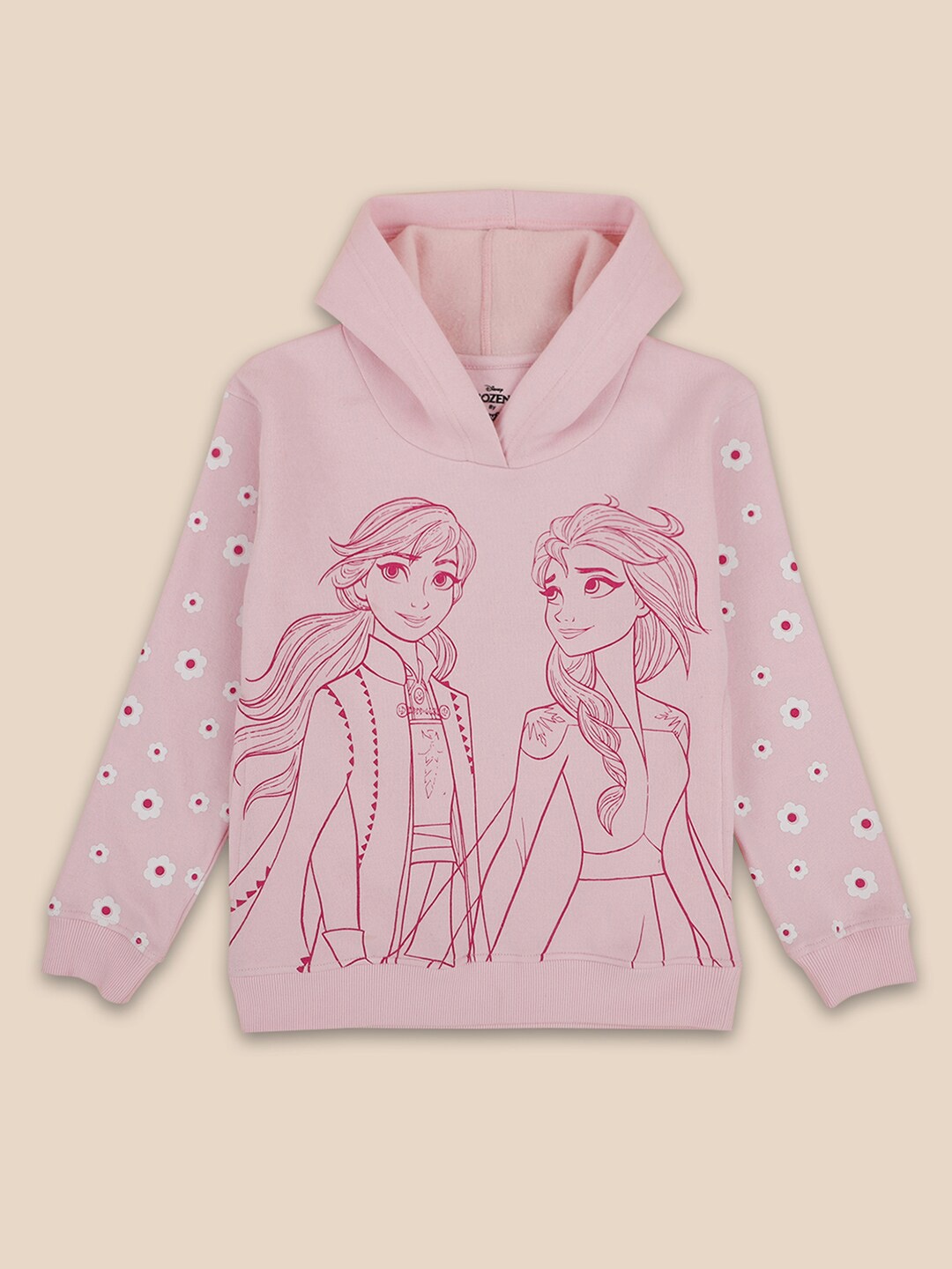 

Kids Ville Girls Pull Over Hooded Frozen Printed Sweatshirt, Pink