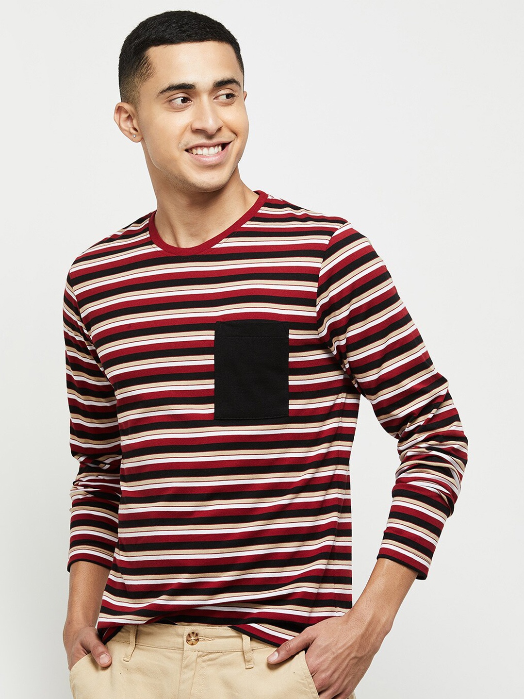 

max Men Striped T-shirt, Red