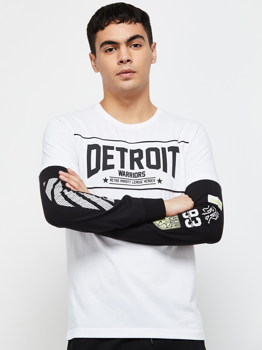 

max Men Typography Printed T-shirt, White