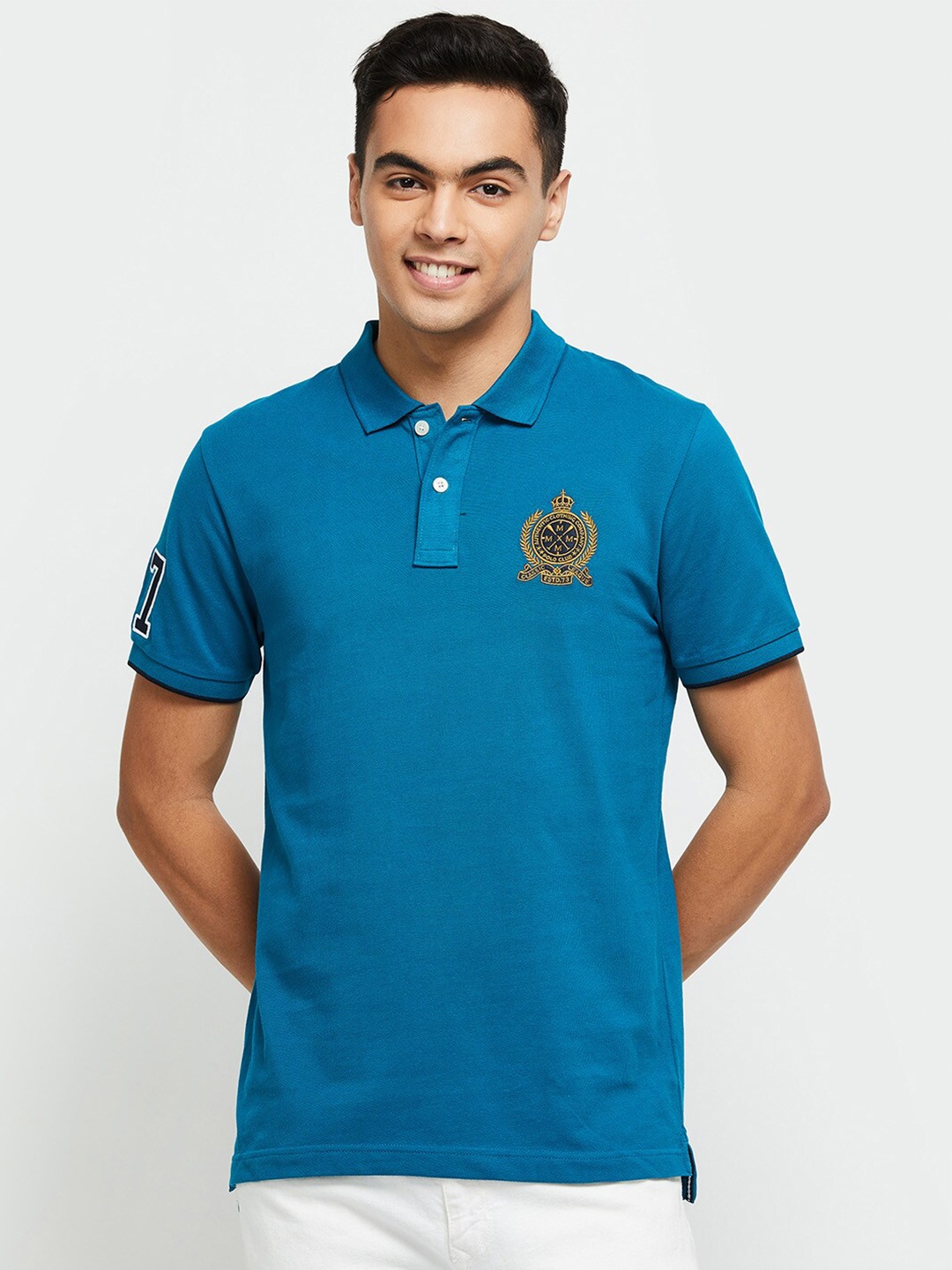 

max Men Polo Collar T-shirt, Teal