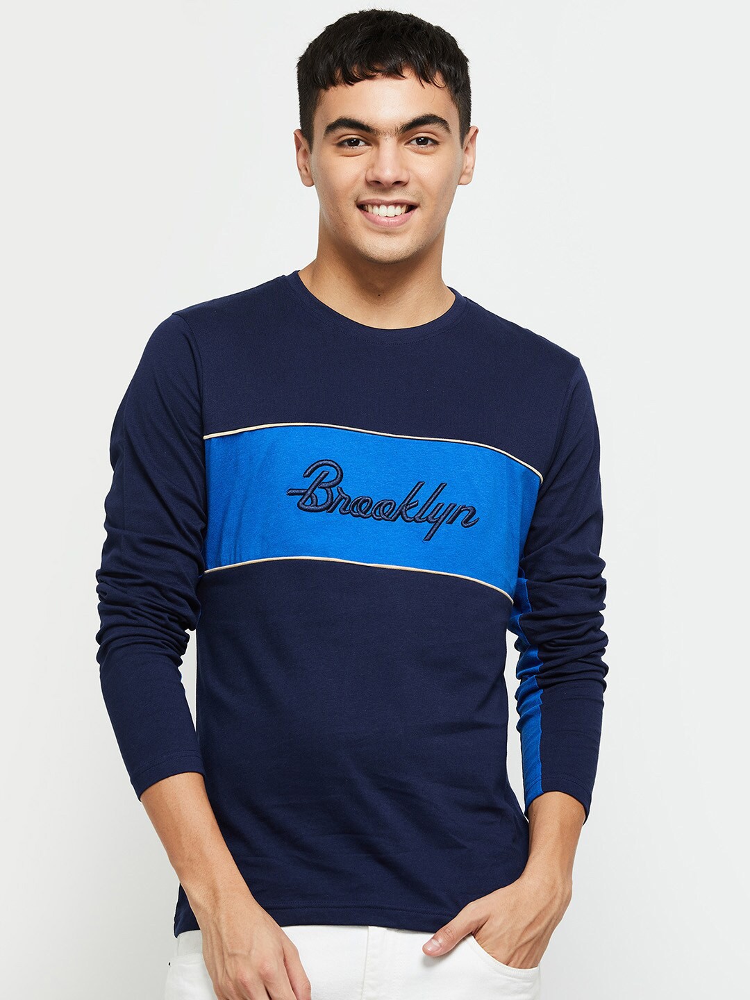 

Max Men Colourblocked T-shirt, Blue