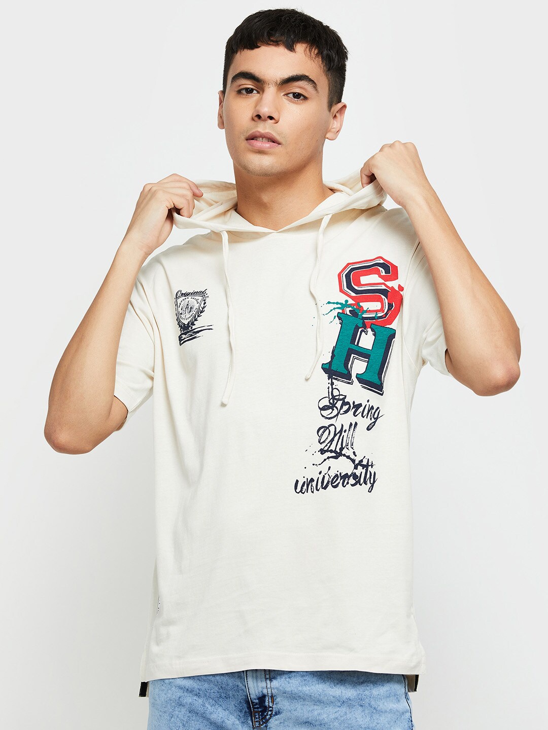 

max Men Off White Typography Printed T-shirt