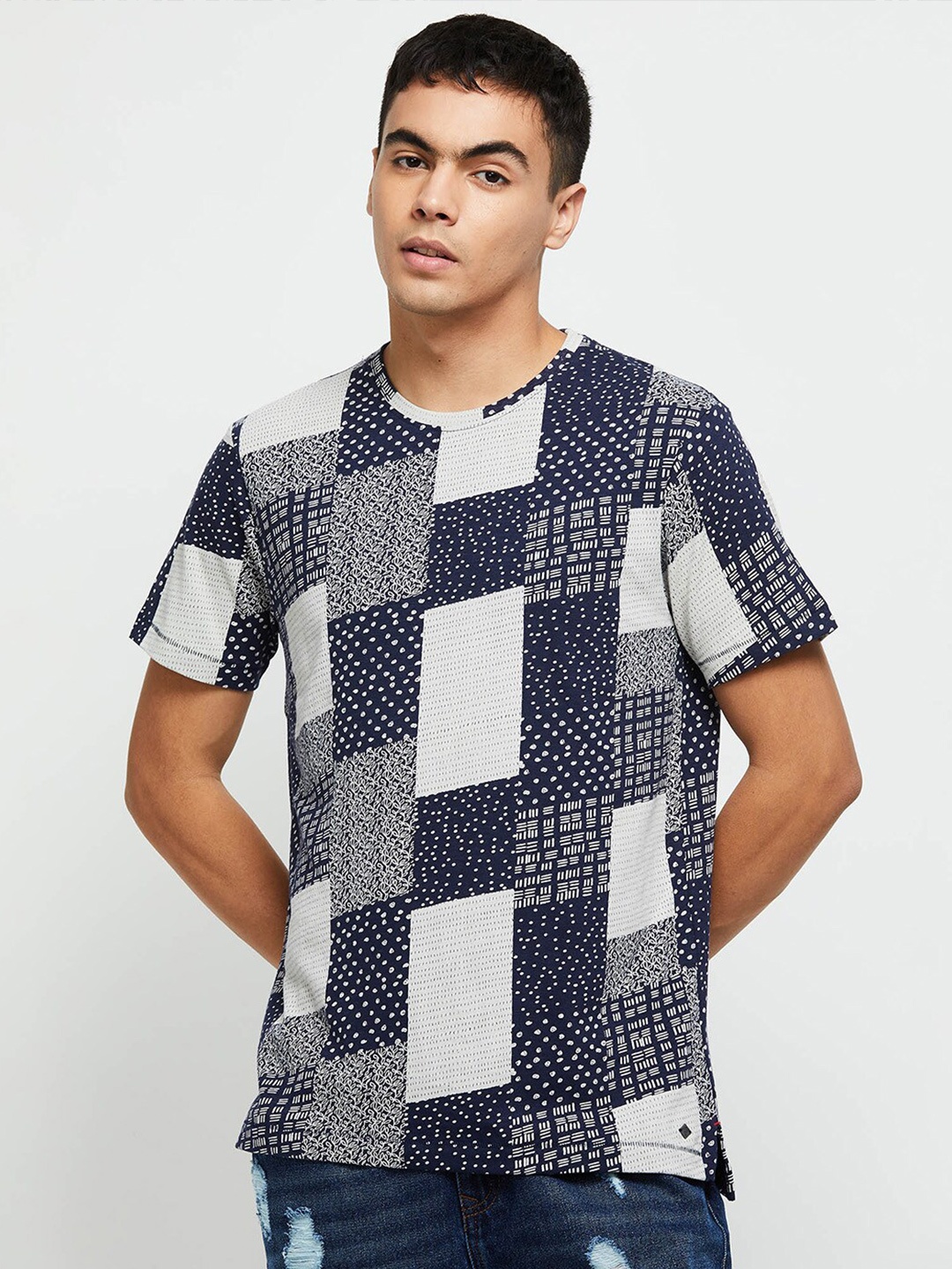 

max Men Checked T-shirt, Blue