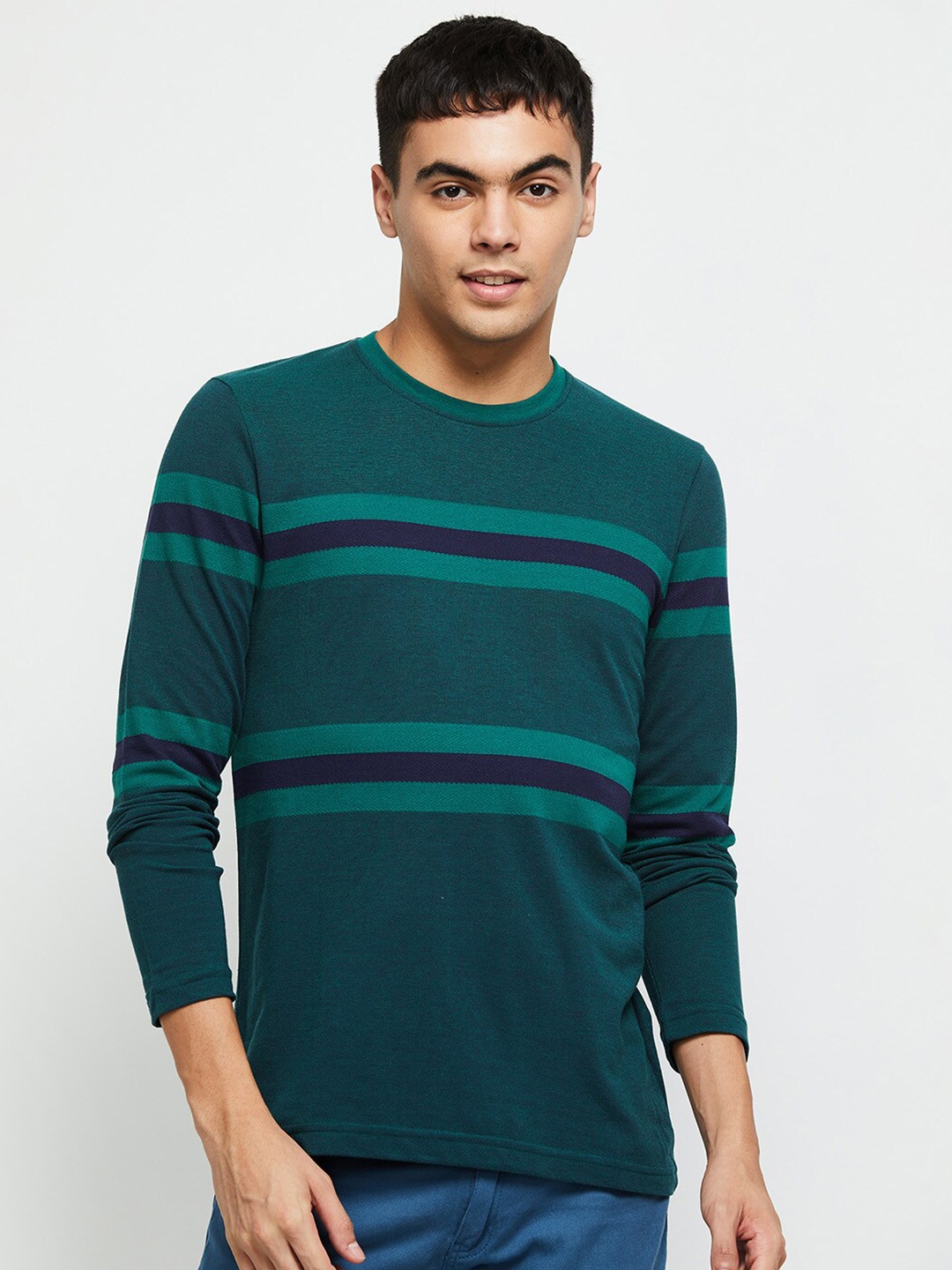 

max Men Striped T-shirt, Green