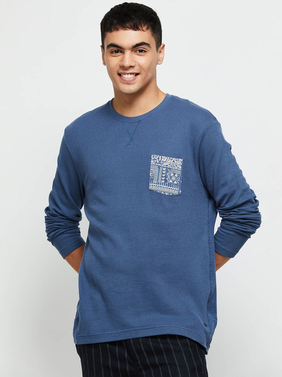

max Men Pure Cotton T-shirt, Blue