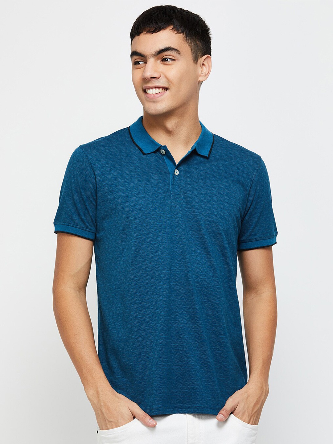 

max Men Polo Collar T-shirt, Teal