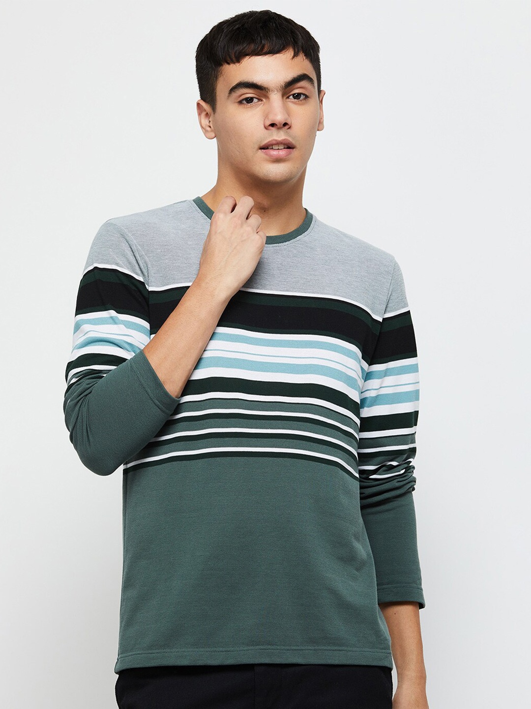 

max Men Striped T-shirt, Green
