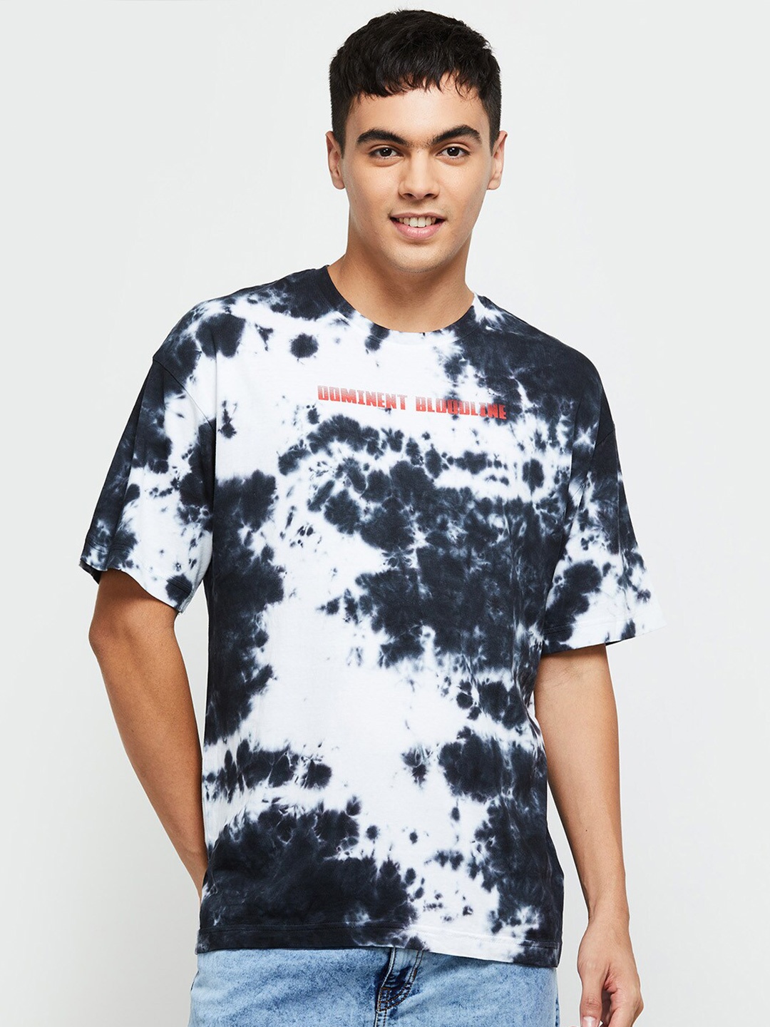 

max Men Pure Cotton Tie and Dye Dyed T-shirt, Grey