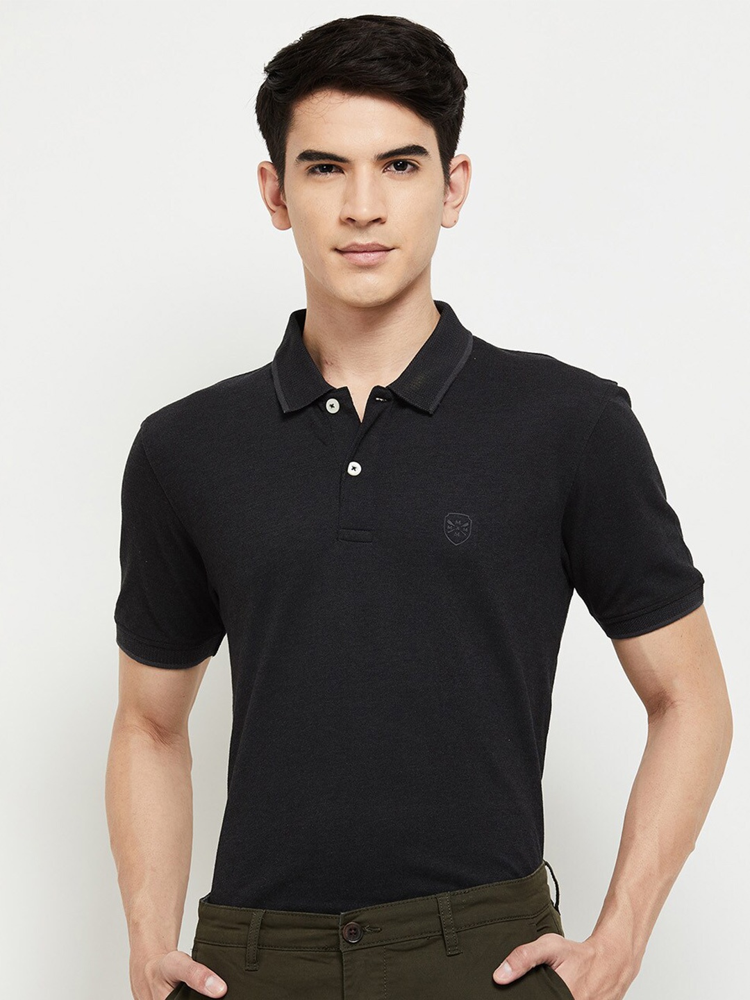 

max Men Polo Collar T-shirt, Charcoal