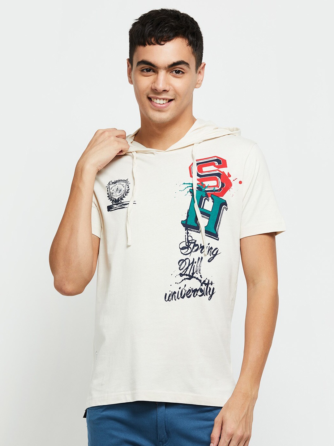 

max Men Typography Printed T-shirt, Off white
