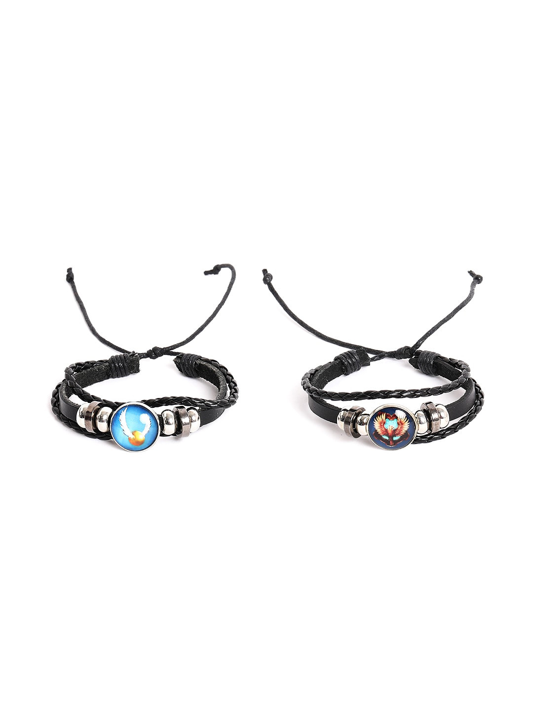 

EL REGALO Kids Set Of 2 Alloy Wraparound Bracelet, Black