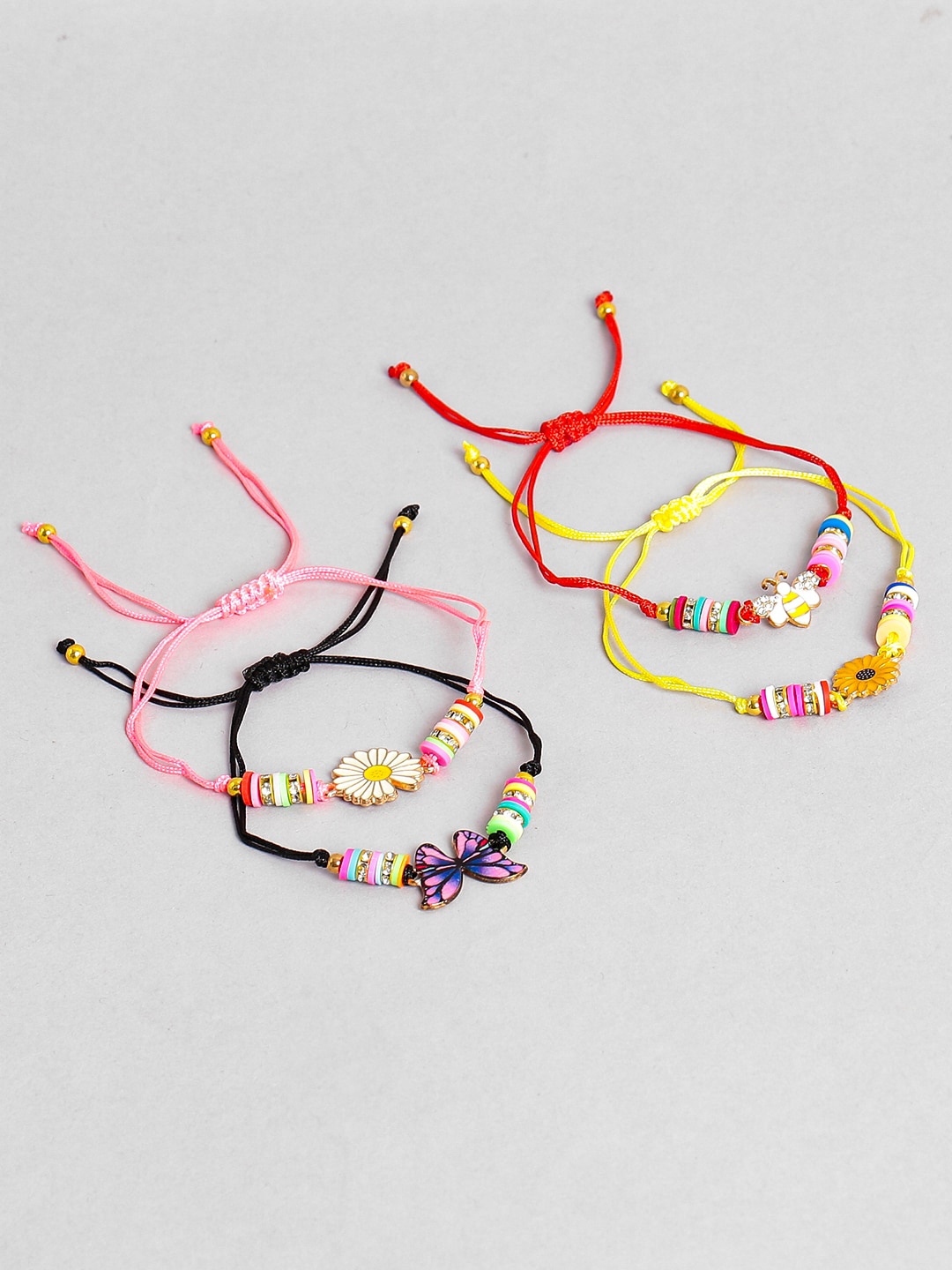 

EL REGALO Women Set Of 4 Alloy Wraparound Bracelet, Pink