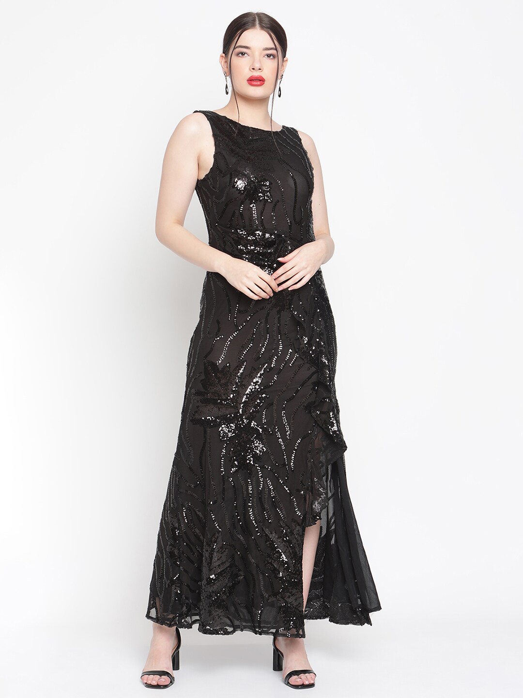 

Amagyaa Embellished Lace Maxi Dress, Black