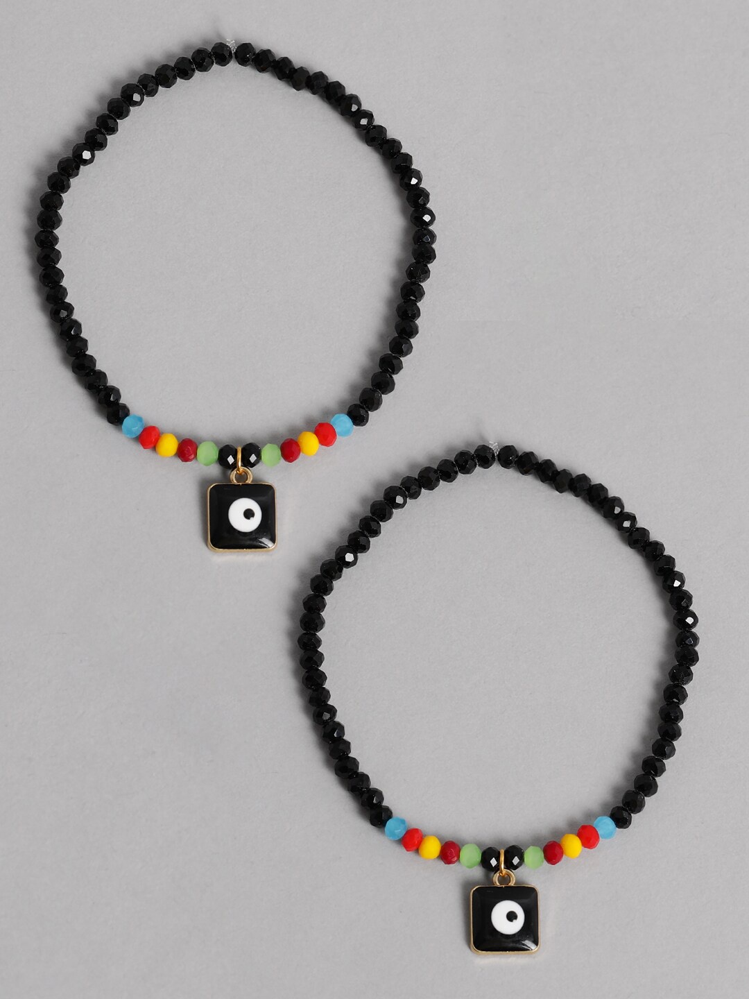 

EL REGALO Beaded Evil-Eye Anklet, Black
