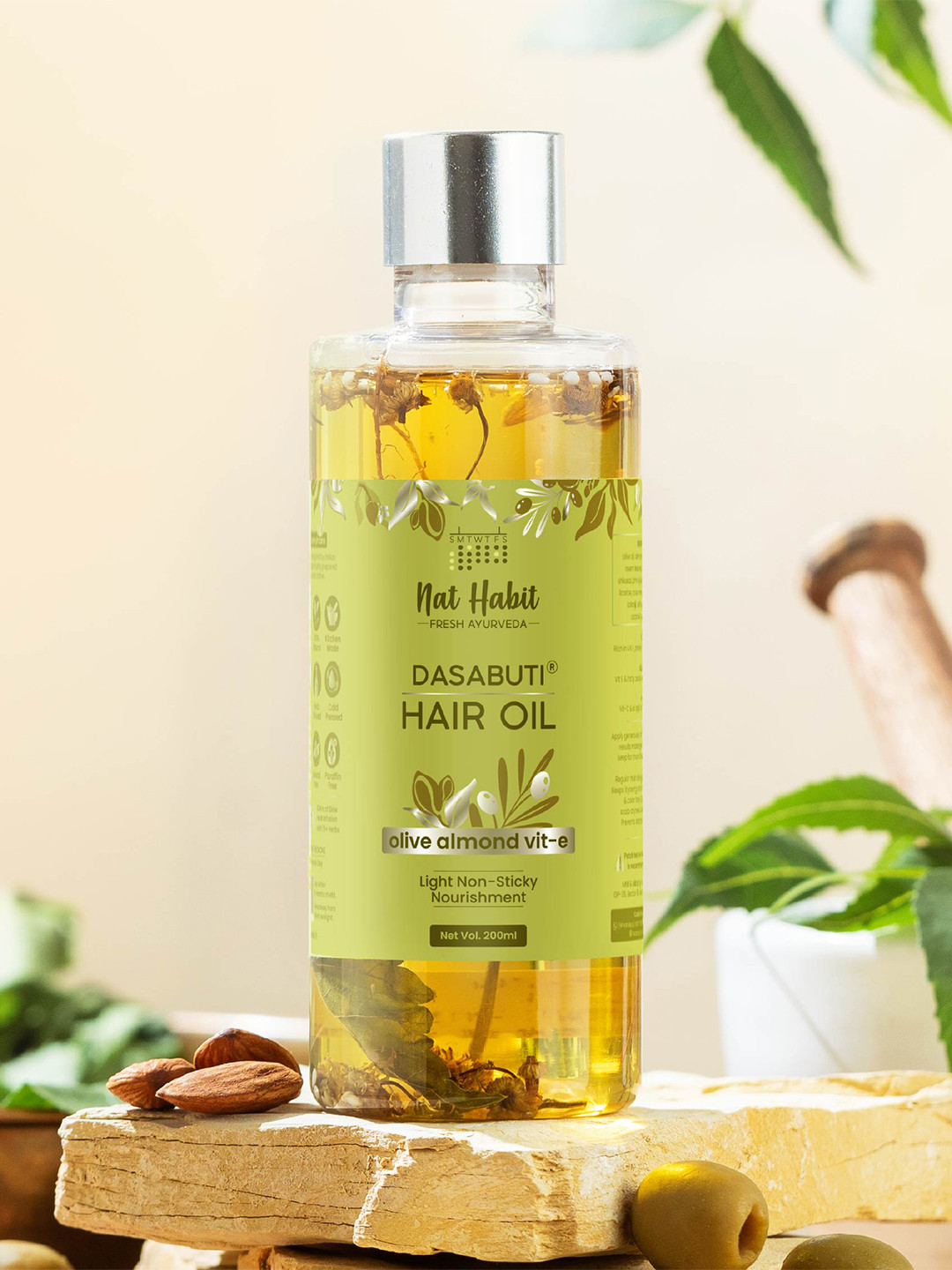 Nat Habit Olive Almond Vit-E Summer Dasabuti Light Non-Sticky Hair Oil- 200ml