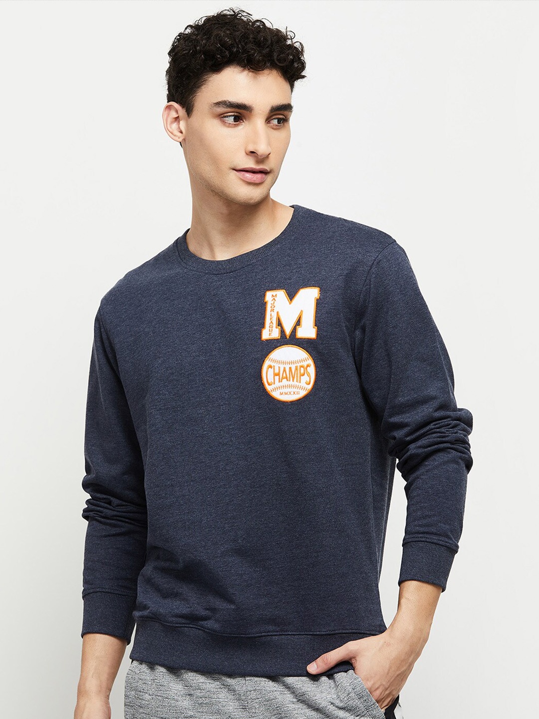 

max Men Printed Sweatshirt, Blue