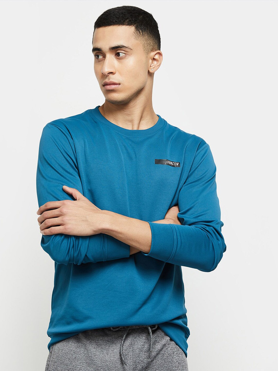 

max Men Solid Sweatshirt, Teal