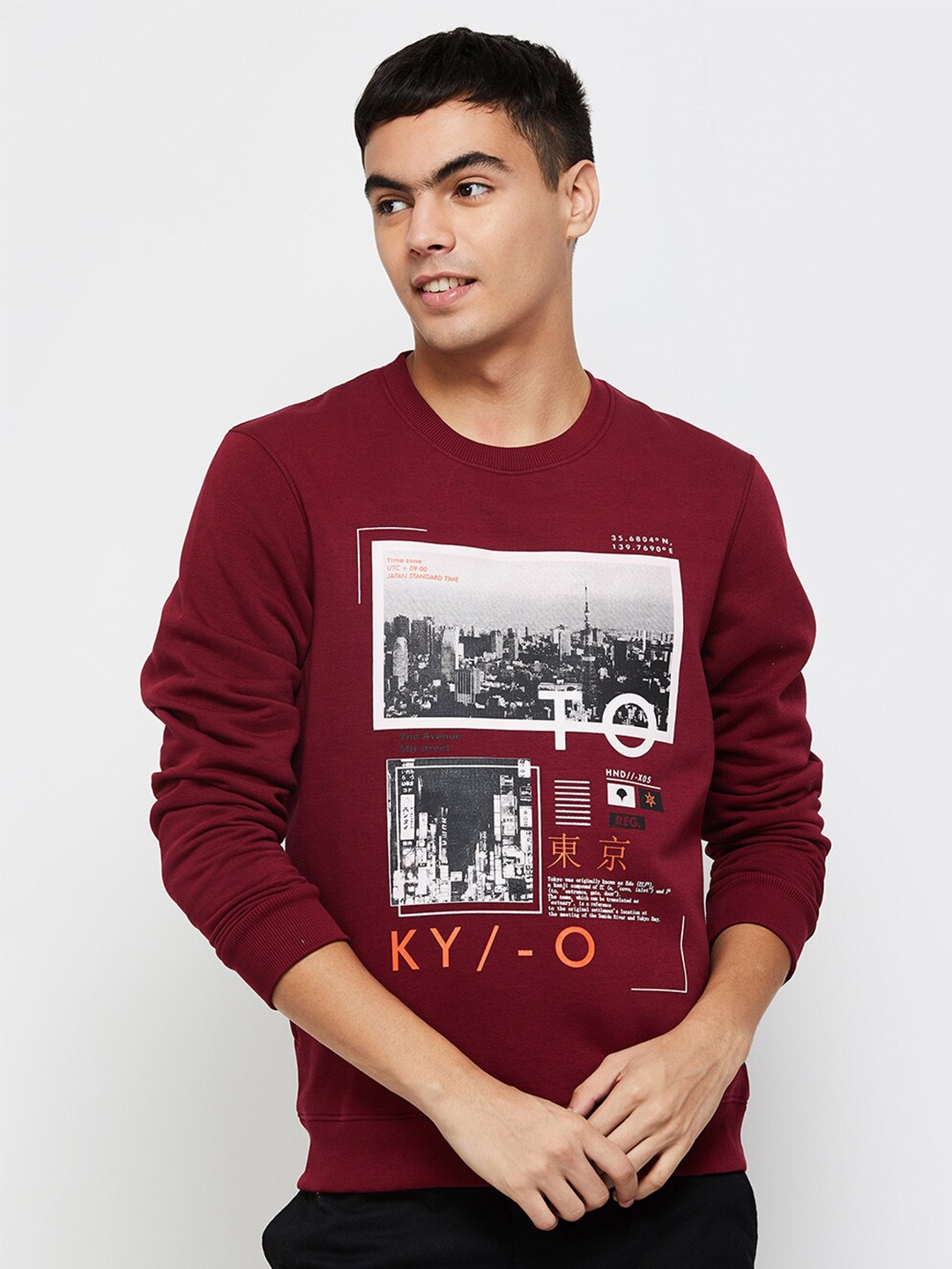 

max Men Red Printed Sweatshirt