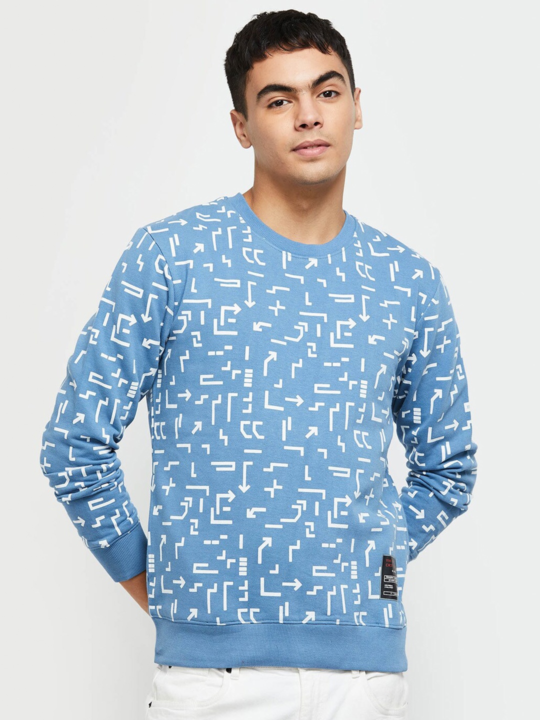

max Men Printed Sweatshirt, Blue