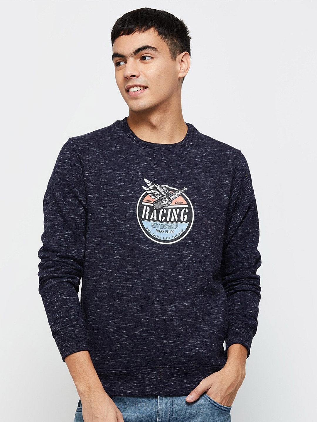 

max Men Printed Sweatshirt, Blue