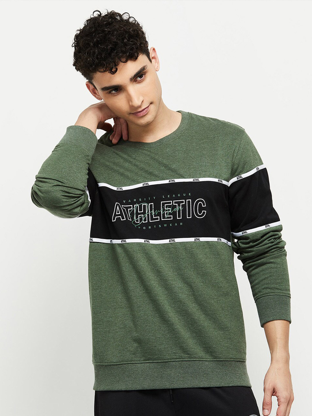 

max Men Printed Sweatshirt, Green