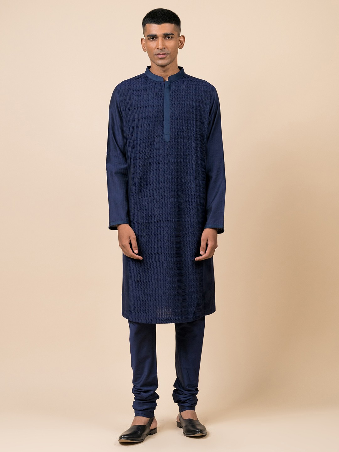 

Tasva Men Navy Blue Kurta with Churidar