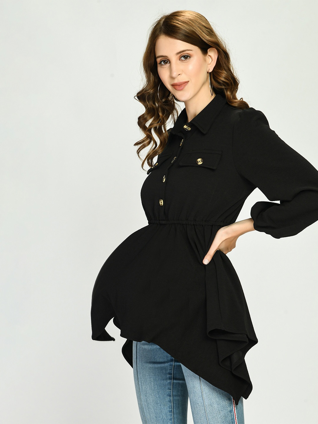 

IUGA Women Maternity Shirt Style Longline Top, Black