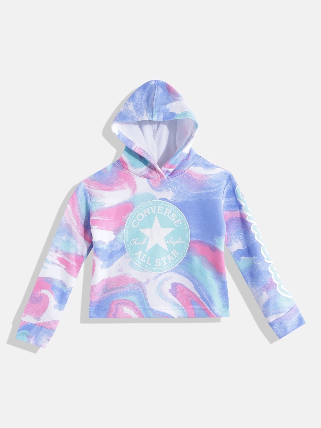 

Converse Girls White & Blue Printed Hooded Sweatshirt