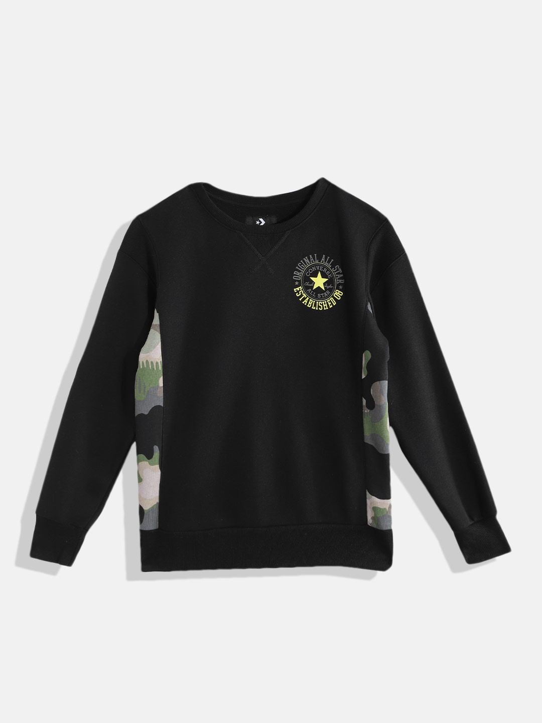 

Converse Black Pieced Camo Fleece Crew Sweatshirt