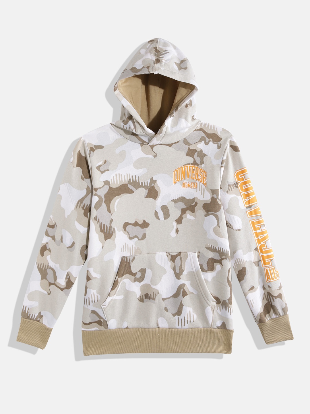 

Converse Boys White & Khaki Printed Hooded Sweatshirt