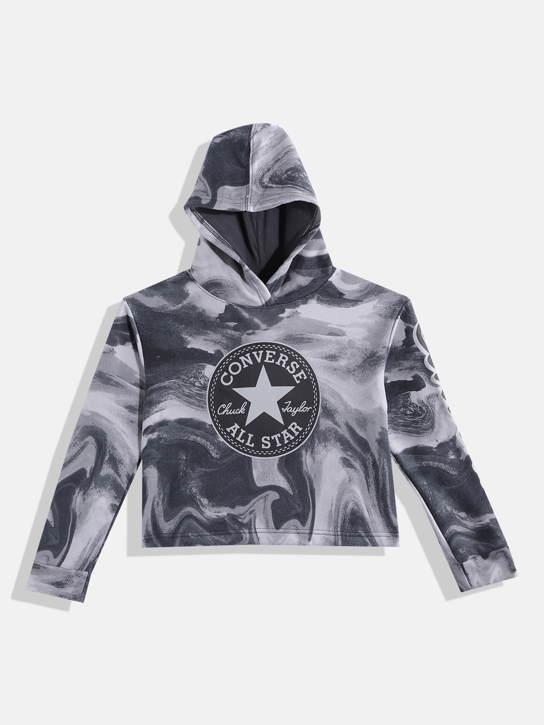 

Converse Girls Black & White Printed Hooded Sweatshirt