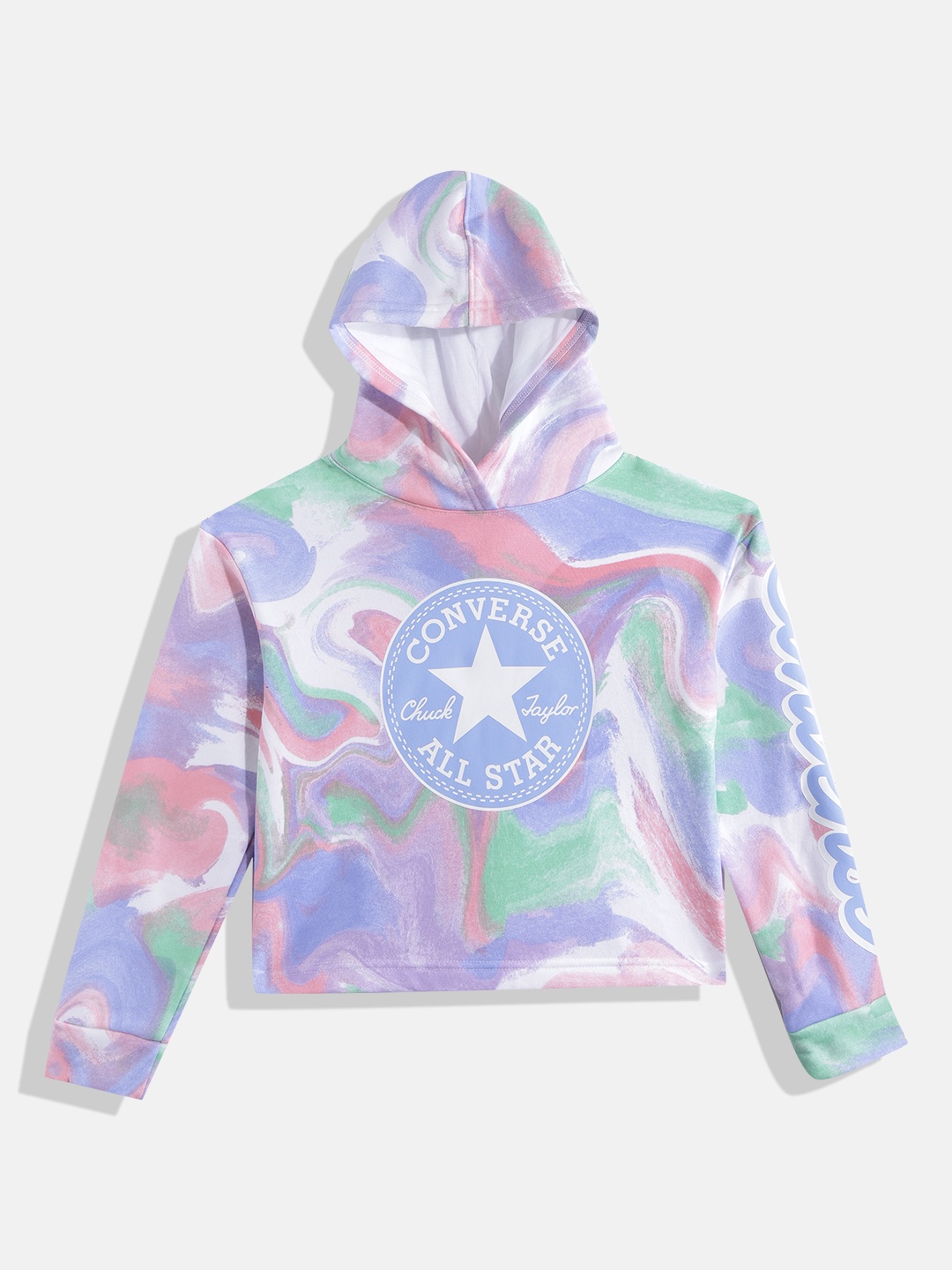 

Converse Girls White & Lavender Printed Hooded Sweatshirt