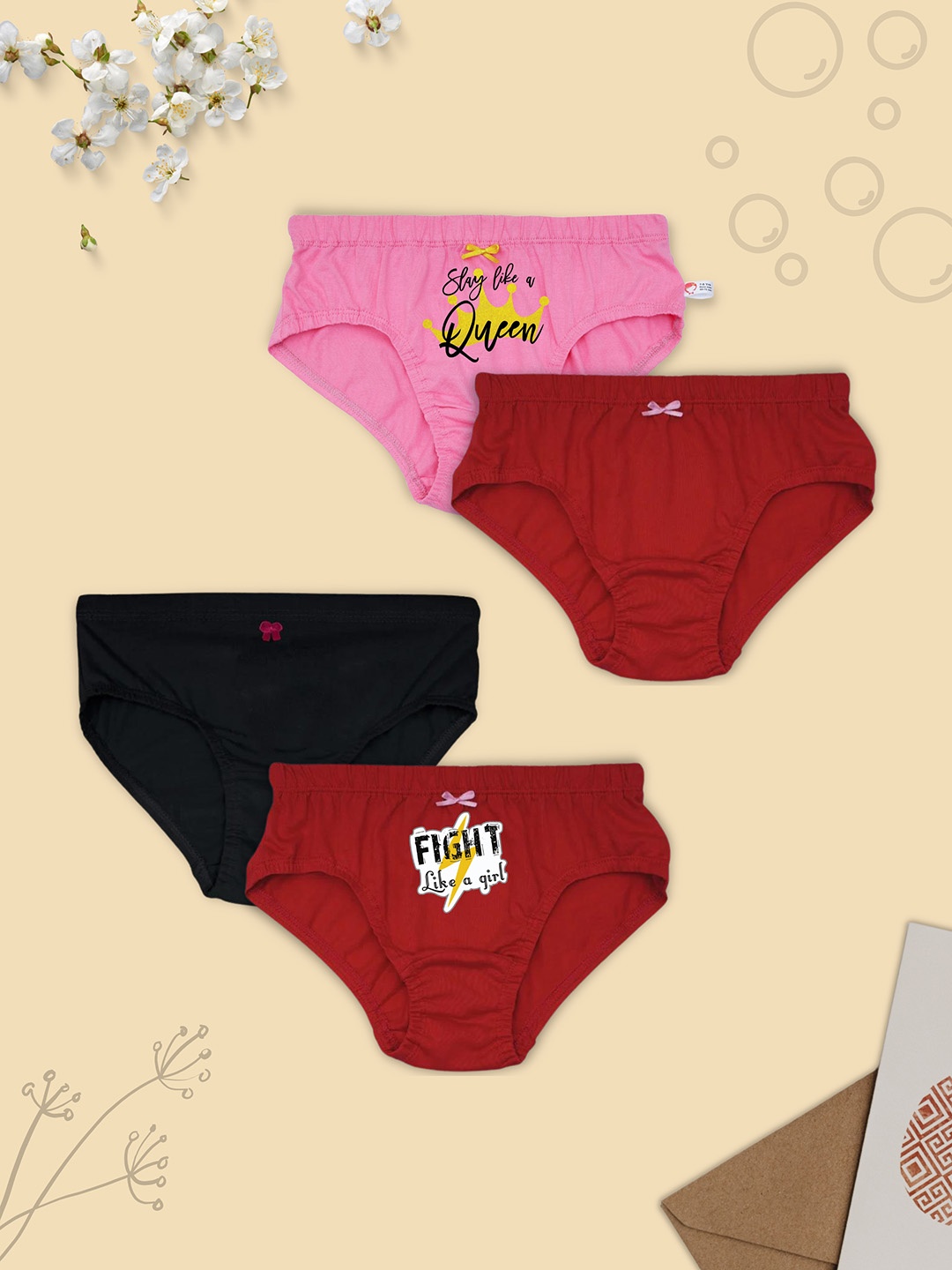 

DChica Girls Pack Of 4 Cotton Basic Briefs, Black