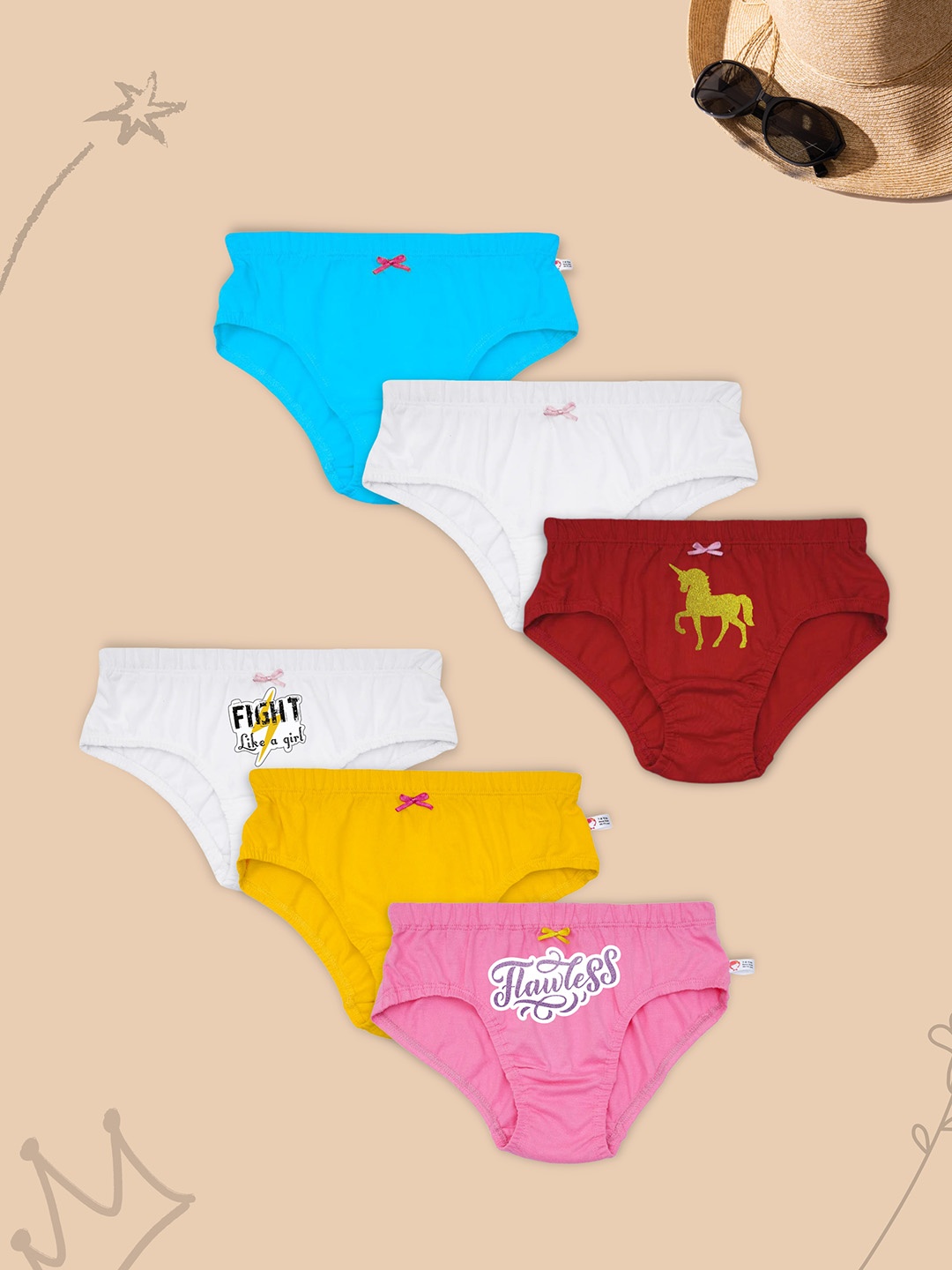 

DChica Girls Pack Of 6 Cotton Basic Briefs, Yellow