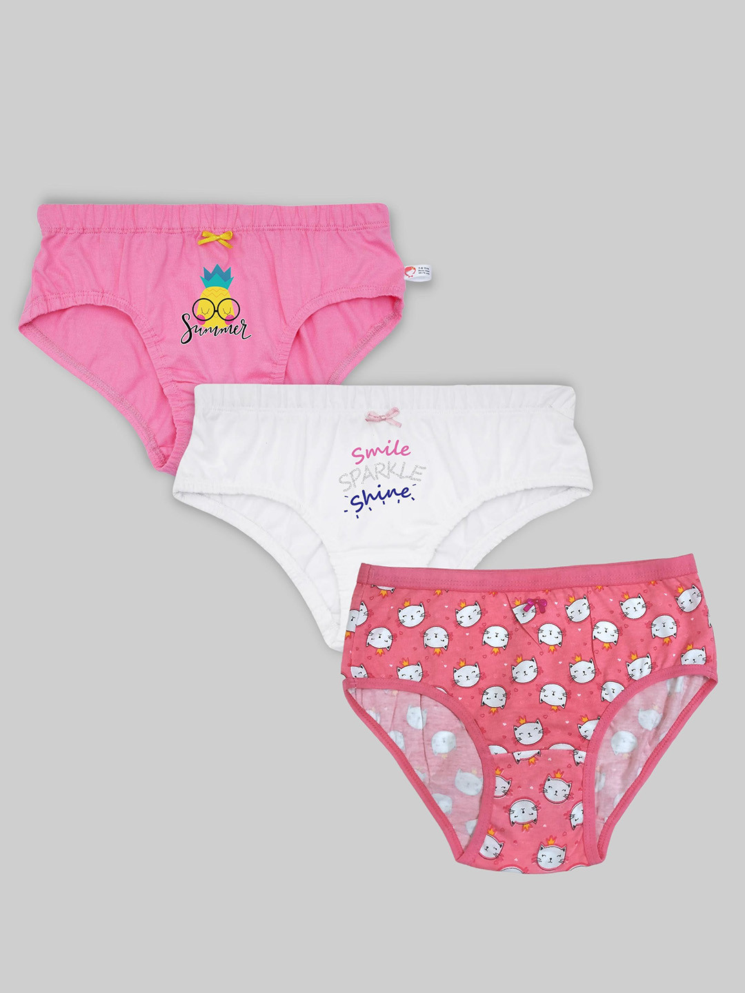 

DChica Girls Pack Of 3 Cotton Basic Briefs, Pink