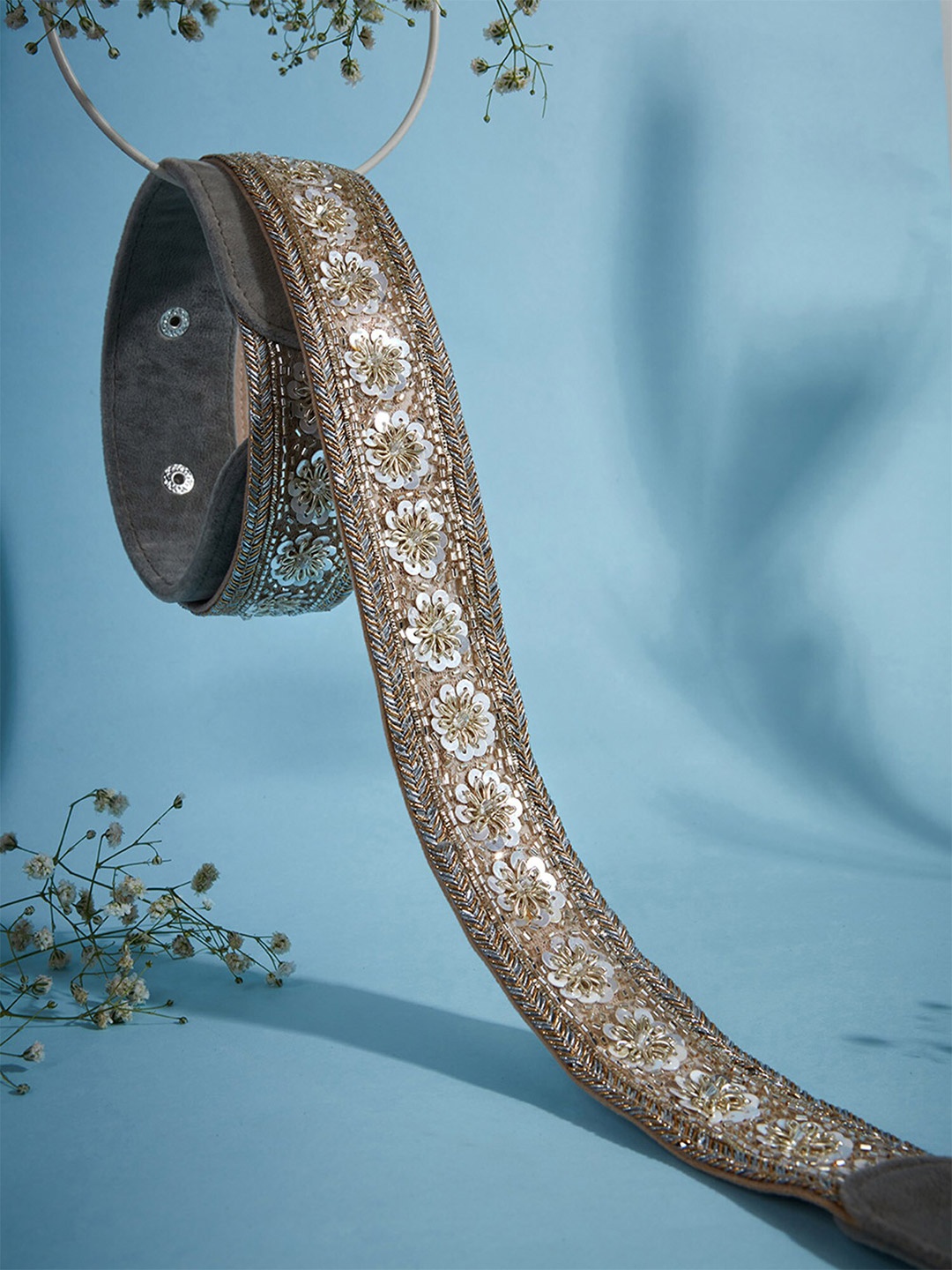 

D'oro Women Embellished Belt, Grey