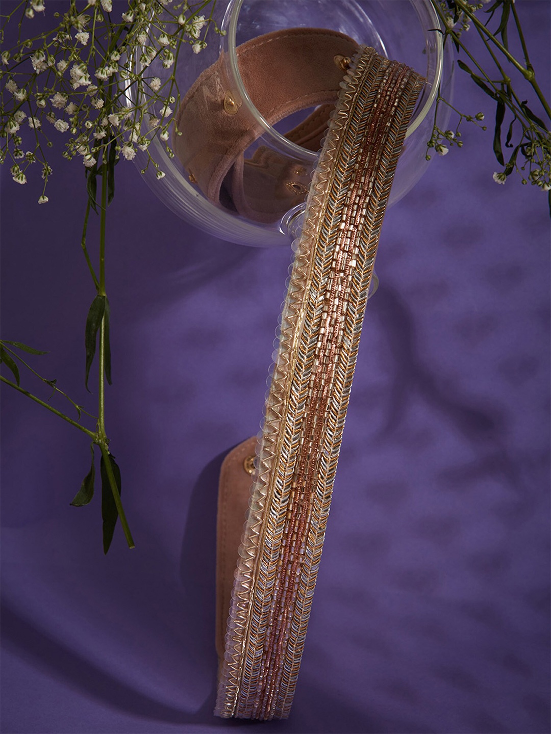 

D'oro Women Embellished Belt, Rose gold