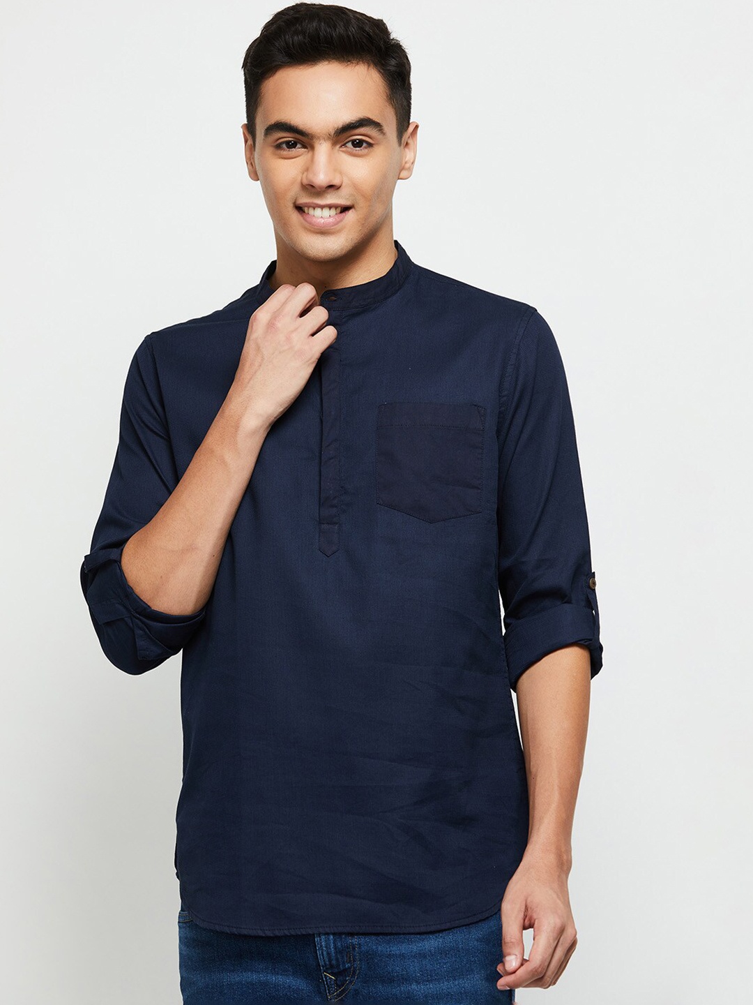 

max Men Blue Thread Work Pathani Kurta