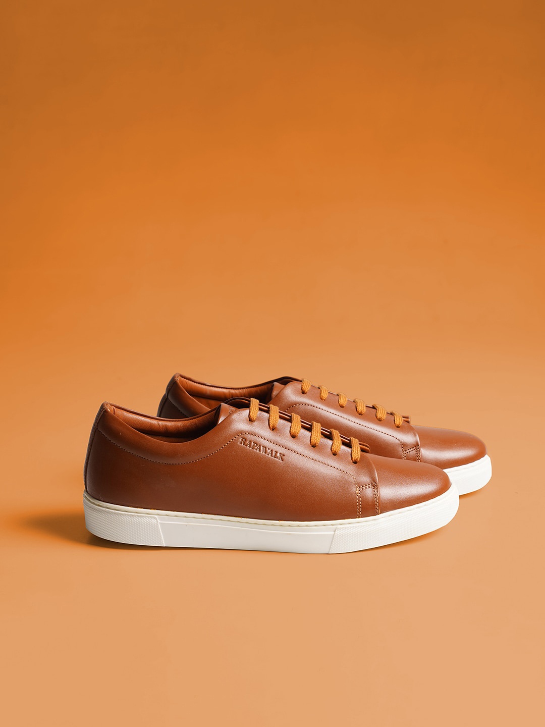 

RAPAWALK Men Solid Leather Lace-up Lightweight Sneakers, Tan