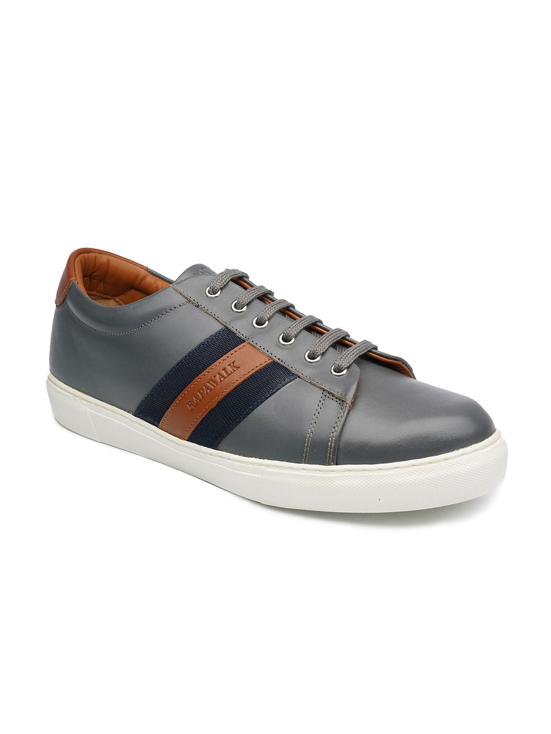 

RAPAWALK Men Colourblocked Lightweight Leather Sneakers, Grey