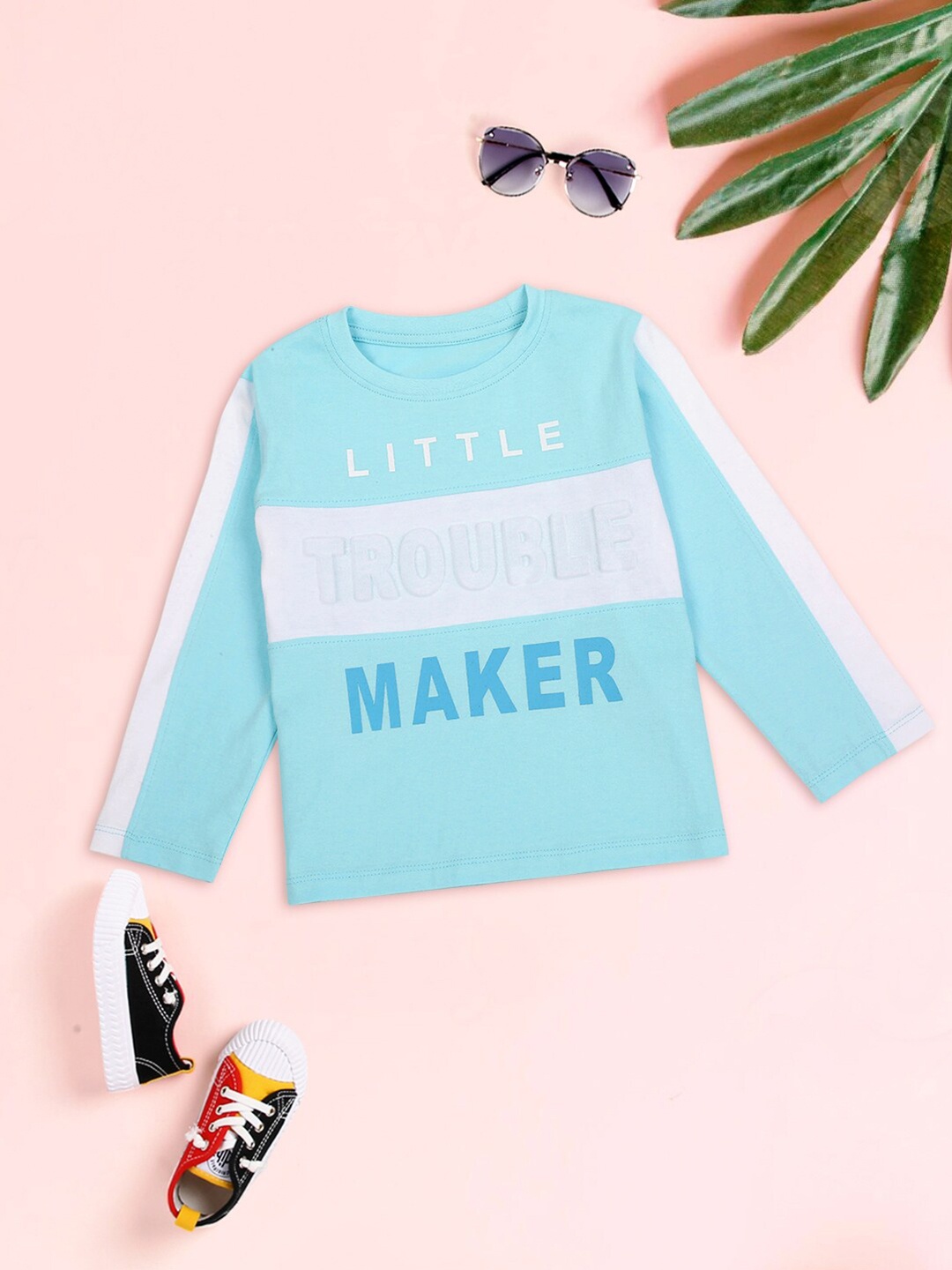 

MeeMee Boys Blue Colourblocked High Neck T-shirt