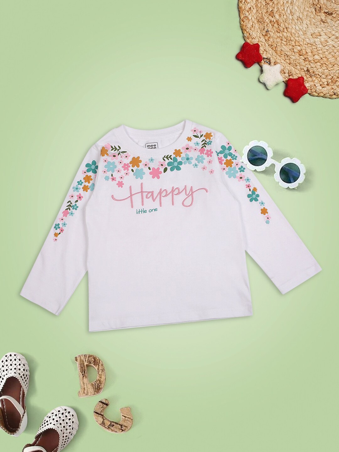 

MeeMee Girls Floral Printed T-shirt, White